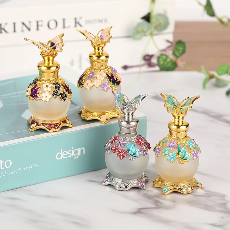 Perfume Fragrance Attar - Bottiglia di profumo riutilizzabile con farfalla